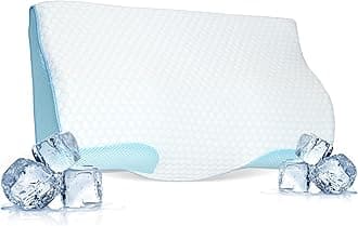 Derila King Size Cooling Pillowcase, Optimal Temperature Control for your Pillow for Perfect Sleep. Quality Material White/Blue Pillowcase 60x34x11cm