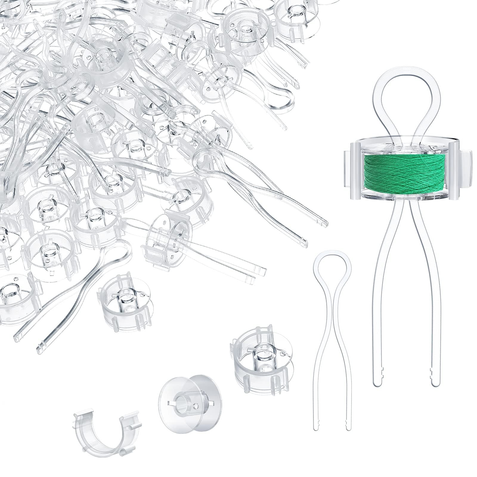 Jexine Bobbin Thread Holder Set Includes Sewing Bobbin, Clips, Thread Holders Sewing Machine Accessories for Spool Organizing(180 Pcs)
