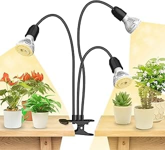 SANSI LED Grow Lights for Indoor Plants, 450W Full Spectrum Gooseneck Clamp Grow Lamp, 30W Power Plant Light with High PPFD for Seeding, Lifetime Free Bulb Replacement Plant Lights for Indoor, 3 Head