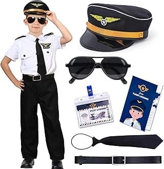 Tacobear Pilot Costume for Kids Boy Airline Uniform Sunglasses Pilot Hat Accessories Halloween Costume