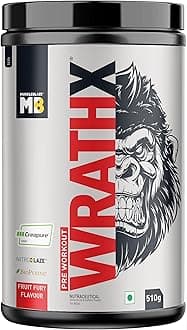 MuscleBlaze Pre Workout WrathX with Creapure Powder, Nitroblaze & BioPerine (Fruit Fury, 510g, 30 Servings)