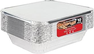 Stock Your Home 9x13 Pans with Lids (10 Pack) - Aluminum Foil Pans with Lids - Disposable Foil Tray - Half Size Steam Table Deep Pans - Tin Foil Pans for Cooking, Food Storage, BBQ, Grilling, Catering