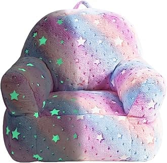 fond + found Toddler Chair, Glow in The Dark Kids Sofa Bean Bag Chair for Kids Children Couch Toddler Mini Sofa Armchair for Children, Lightweight Children Sofa Chairs (Rainbow Pink)