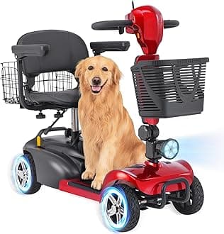 4 Wheel Mobility Scooter for Seniors&Adults - Up to 15 Miles Range,Foldable Powered Electric Wheelchair Device w/600WH Battery,Only 58 lb Weight, Dual Basket, 300 lb Capacity, Compact