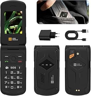 AGM M10 Rugged Basic Flip Phone, 4G Feature Cell Phone, Simple Mobile Phones, Waterproof & Drop-Proof, Pocket-sized, SOS Button, Speed Dial, 98dB Speaker, Large Fonts & Big Buttons, Dual SIM, FM Radio
