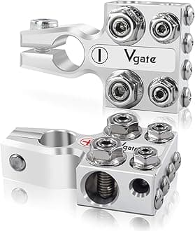 12-Way Lead Acid Battery Terminal Connector, Multi-Size Hole Holder, 8AWG up to 4/0(XL) AWG Gauge, Positive & Negative for SAE/DIN/EN Tapered Top Post