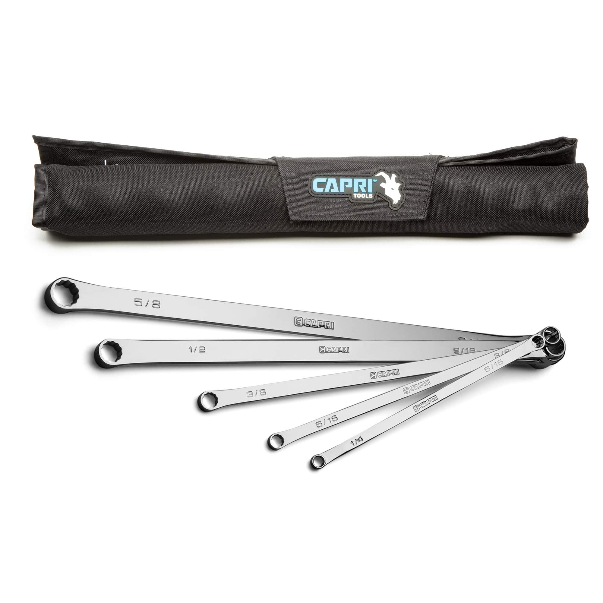 Capri Tools 0 Degree Offset Extra Long Box End Wrench Set, SAE, 1/4-3/4 in, 8 Sizes, 5 Piece