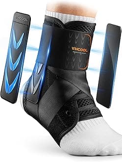 Slim-Fit Ankle Brace for Sprained Ankle, Quick Lace Up Ankle Support for Women Men with 2 Auto-Shaped Pads, Air Fabric Cool Ankle Stabilizer for Injury Recover, Running,Sports,XS(9.6”-10”)