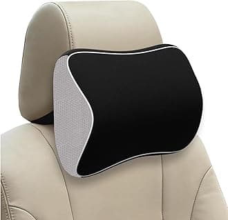Grin Health Memory Foam Car Neckrest Pillow Relieve Neck Pain, Headrest Pillow for Neck Support Car Travel Pillow for Comfortable Driving (Large, Black/Grey (Pack of 1)