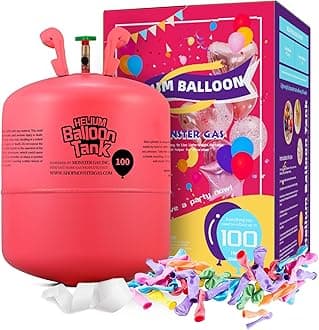 22L Helium Tank For Balloons At Home, Balloon Helium Tank Up To 100 Latex Balloons, Small Helium Tanks, Attachment: 50 9" Latex Balloons+3 White Ribbon