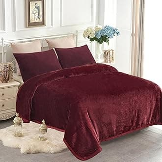 JYK Fleece Plush Blanket - 4.4 LB, 1 Ply Lightweight Korean Style Mink Blanket, King 85" x 95" - Super Soft, Warm & Cozy, Microfiber Bed Blanket for All Seasons, Burgundy