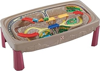 Step2 Deluxe Canyon Road Train & Track Table, Kids Activity Table for Cars, Cover Included, Made of Durable Plastic, Includes 3-Piece Train Set, For Toddlers 3+ Years Old