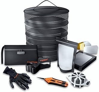 Grow Tent Accessories Kit 9-in-1 - Indoor Plant Care Tools with Pruning Shears, 30X-60X Magnifier, Drying Rack, Airtight Storage Bags & Gloves for Hydroponics/Indoor Gardening