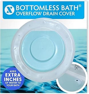 SlipX Solutions Bottomless Bath | Overflow Drain Cover for Tub | Great Gifts for Mom, Spa & Bath Accessories | Drain Block, Water Stopper Plug | Bath Essentials for Women | 4" Diameter, White