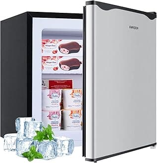 BANGSON Upright Freezer,1.1Cu.ft Energy-Saving Mini Freezer with Removable Shelf with Ultra Low Power 40W, Single Door Small Freezer for Home/Dorms/Apartment/Office(Silver)