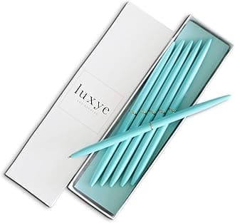 Gold Pens 6 Piece Pen Set – Luxury Ballpoint Pens in Glossy White Gift Box – Professional Thank You Gift Ideas – Gold Office Supply Gifts for Woman (Turquoise/Black Ink)