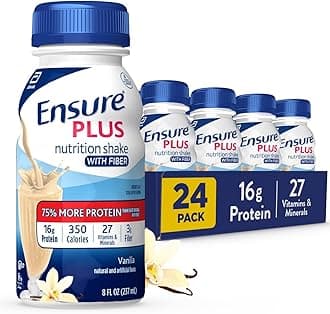 Ensure Plus Vanilla Nutrition Shake With Fiber | Meal Replacement Shake | Ready to Drink | 16g Protein and 27 Vitamins and Minerals | 8 fl oz - 24 Pack