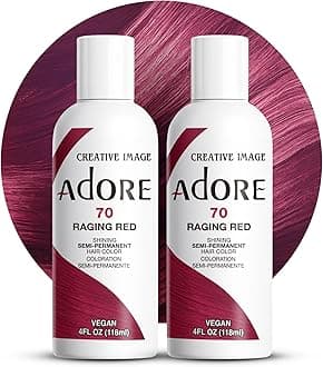 Adore Semi-Permanent Haircolor #070 Raging Red 4 Ounce (118ml) (2 Pack)