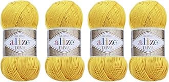 Alize 4 Balls Hand Knitting Yarn 100% Microfiber Acrylic Yarn Diva Silk Effect Thread Crochet Art Lace Craft Lot of 4 skeins 400gr 1532yds (110)