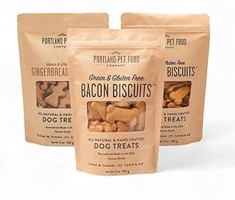 Portland Pet Food Company Natural Dog Treats Variety Pumpkin Gingerbread & Bacon Dog Biscuits - Grain-Free, Human-Grade Healthy Training & Snacks - Puppy, Small, Large Breed - Made in the USA - 3 Pack