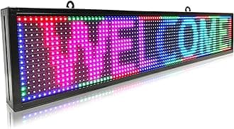Scrolling Led Sign Programmable ,Open Neon Signs P10, Digital Electronic Message Display Screen Outdoor Waterproof ,Full Color High Brightness Wifi Control, for Business Store Advertising Public Restaurant Window 39''x8''