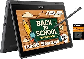 ASUS Chromebook Flip CR1 2-in-1 Laptop (11.6" Touchscreen, Intel Celeron N5100, 4GB RAM, 160GB Storage) Ruggedized & Water Resistant for Student & Home, 8MP Webcam, Stylus Pen, Wi-Fi 6, Chrome OS