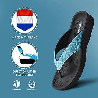AEROTHOTIC Comfy Arch Support flip flops for women Split Toe Stylish Cushioned Strap with non-slip footbed Walking Dressy Sandals Indoor and Outdoor