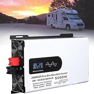 5000W 6000W 8000W 10000W 12000W Pure Sine Wave Inverter Power Inverter DC 12V 24V 48V 60V 72V to 110V 220V AC Converters Voltage Transformer Solar Inverter for RV/Outdoor/Camping(5000W,12Vto110V)