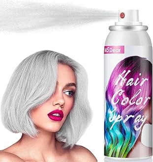Temporary Hair Colour Spray for Kids Adults, Temporary Vibrant Shades，Washable Hair Color Spray Hair Dye for Party, Halloween, Christmas, Ash White, 100ML