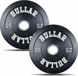 BULLAR Olympic Black Bumper Plates,Rubber Coated spare weight plates 51 mm (50 KG SET (25KGX2))