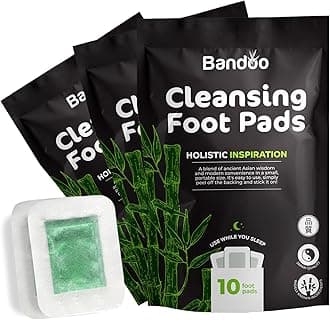 Bandoo Foot Pads – Premium Natural Bamboo Vinegar & Tourmaline Material, Japanese Foot Care for Men & Women - 30 Count