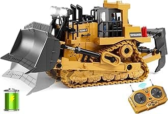 Metal RC Bulldozer Toy for Kids | 9-Channel Remote Control Track-Type Tractor with Lights & Sounds, Realistic Construction Vehicle Toy for Boys Ages 3-12, Rechargeable Gift for Birthday 2026
