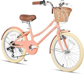 Glerc Missy 20 24 26 Inch Girl Cruiser Hybrid 6-Speed City Bicycle for Youth Girls Over 8 Years Old with Wicker Basket & Kickatand, Multiple Colors