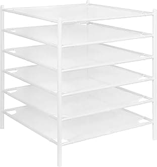 STORAGE MANIAC 6 Pack Mesh Sweater Drying Rack Stackable Drying Rack for Drying Horizontal Delicates Portable for Indoor and Outdoor Use White