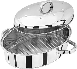 Judge Stainless Steel High Roaster with Rack and Self Basting Lid 32cm x 22cm x 18.5cm Oven Safe