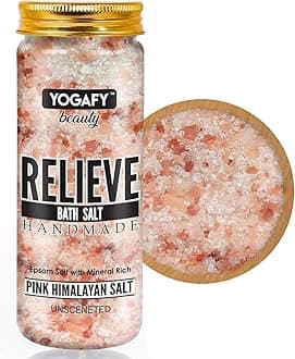 Mineral Rich Relieve Epsom Bath Salt With Pink Himalayan Salt - Relieves & Relax Muscles | Made with Natural Ingredients | 350g