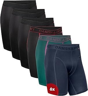 DANISH ENDURANCEMens Boxers, Anti Chafing Underwear, Long Leg or Regular, Sports Underwear Men, Moisture Wicking, Breathable Running Boxers, 6 Pack