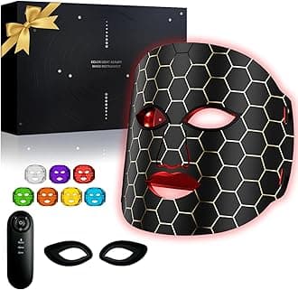 LED Face Mask, Red Light Therapy Mask LED Red Light Face Mask 7 Light Modes Therapy 288 Beams Comes With Rechargeable Remote Control, for Acne, Anti-Aging and Skin Rejuvenation (7 Colors)