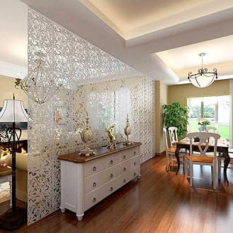 Yizunnu 24pieces Hanging Room Divider Screens, Safety PVC Room Divider Panels,Foldable Hanging Screens 40x40x0.08cm (White)