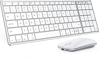 seenda SKM64-2 Bluetooth Keyboard and Mouse for Mac, Slim Rechargeable Multi-Device Wireless Keyboard Stainless Steel Full Size Compatible with MacBook Pro/Air, iPad, iMac, Color