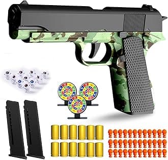 Soft Ball Toy Pistol, Soft Foam Foam Gun with Shell Ejection Foam Toy Blaster Shooting Educational Model, Indoor/Outdoor Toys