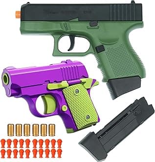 Dreamplay Shell Ejecting Toy Gun, 1 Fidget Toy Gun and 1 Realistic Shell Ejecting Toy Pistol Automatic Pull Back Action Shooting Games Education Model Toy for Kids Gifts