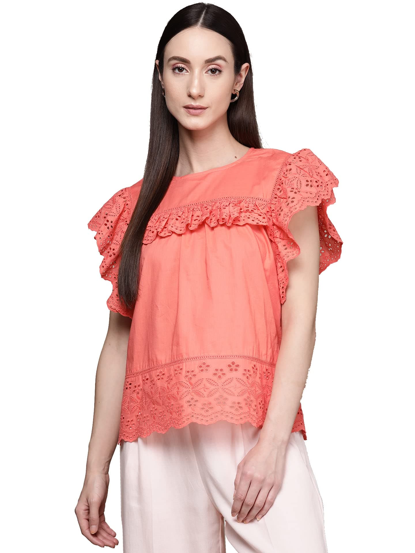 Label RITU KUMARCoral Solid Top