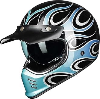 ILM Vintage Full Face Motorcycle Helmets for Adults Men Inner Visor Compatible for Moped ATV Cruiser Scooter DOT ECE ModelZ502(Fire Silver, XXL)