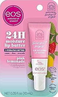 eos Sunset Sips Lip Butter Tube- Pink Lemonade, 24-Hour Moisture, Overnight Lip Mask, Lip Care Products, 0.35 fl oz