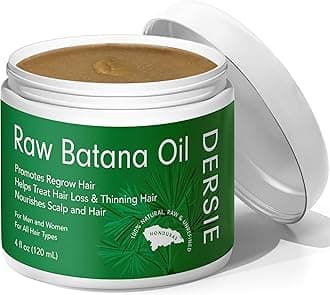 Raw Batana Oil for Hair Growth: Unrefined Solid Batana Oil Sourced from Honduras - 100% Pure & Organic Approved by Dr Sebi - Promotes Thicker & Stronger Hair for Women & Men (4 FL OZ)
