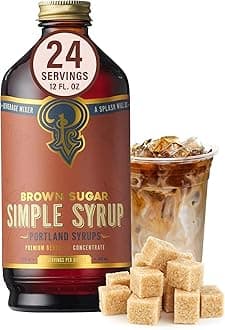 Portland Syrups Brown Sugar Simple Syrup - Drink Mix for Exceptional Cocktails, Simple Syrup for Cocktails, Sugar Syrup for Drinks, Simple Syrup for Coffee, Mocktails, Baking, 12 oz, Pack of 1