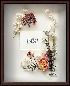 Sponsored Ad - FrameWorks 16" x 20" Original Mahogany Wooden Shadow Box Frame – Soft Felt Back, Tempered Glass, and Included Elegant White Ball Push Pins