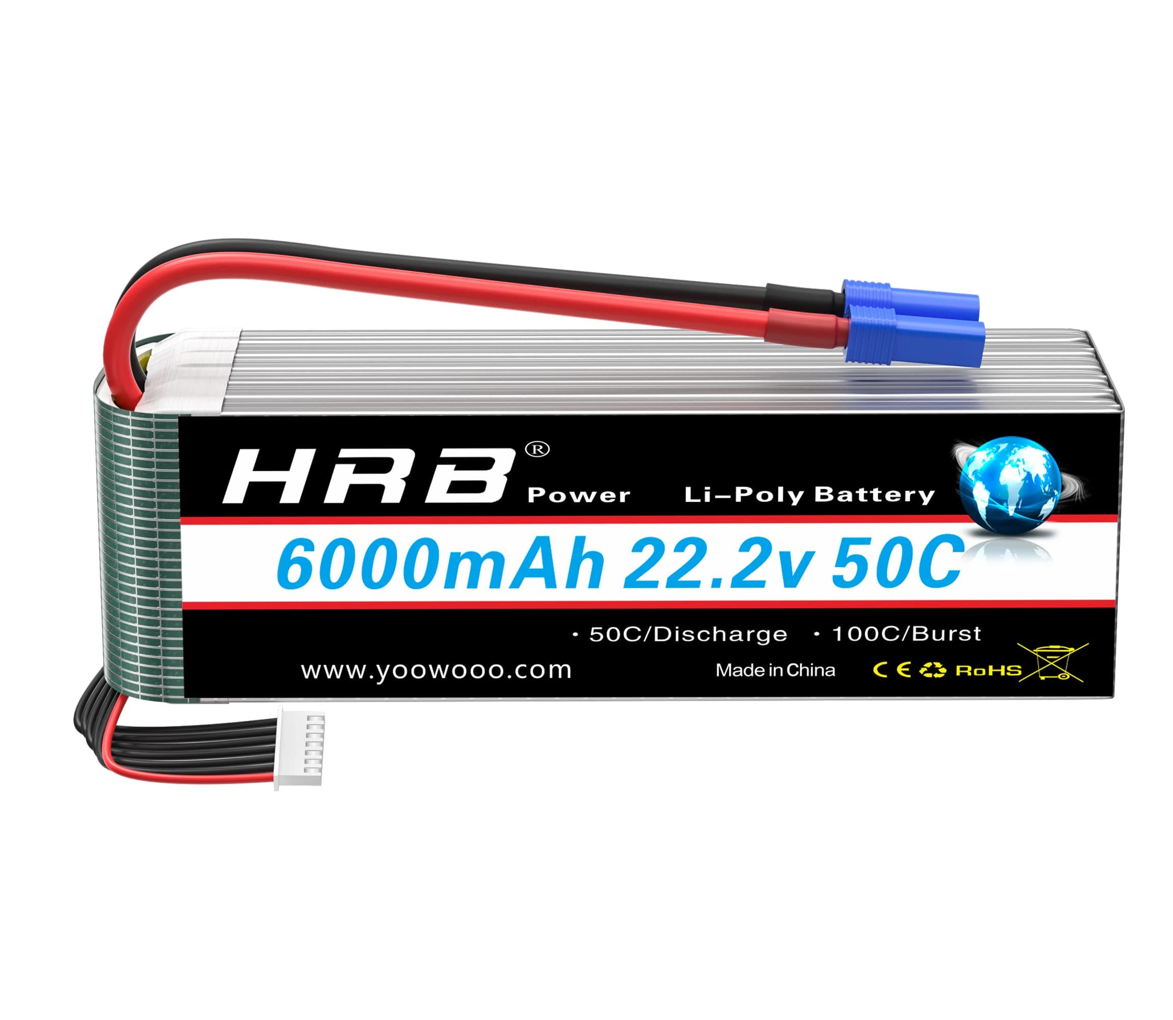 - HRB 6S 6000mAh Lipo Battery with EC5 Plug 50C 22.2V RC Lipo Battery Compatible with RC Quadcopter Airplane Helicopter Car Truck