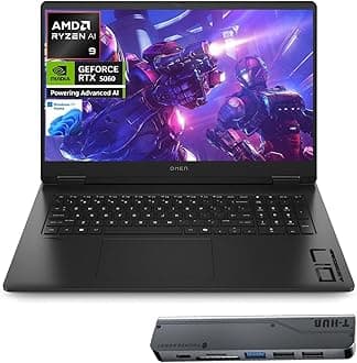 OMEN 17.3" RTX 5060 AI Gaming Laptop, FHD IPS 144Hz, AMD Ryzen AI 9 365(Beats Intel i9), 32GB DDR5 RAM, 1TB SSD, RGB Backlit KB, Low Blue Light, Bundle with Thunderobot 7 in-1 USB-C Hub
